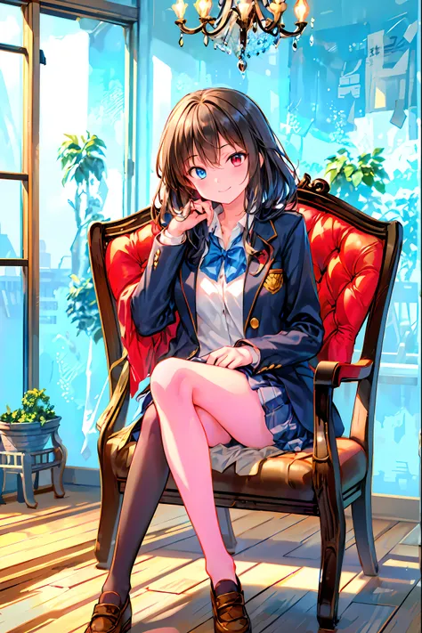 「(masterpiece), (Highest Quality), (Highly Detailed CG Unity 8K Wallpaper), girls, Ultimate Beautiful Girl, Heterochromatic students with completely different colored eyes ,Student Council President,School student council room,Huge room,Queen,reign,Crown ...