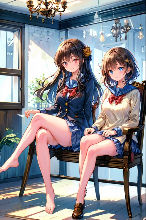 「(masterpiece), (Highest Quality), (Highly Detailed CG Unity 8K Wallpaper), girls, Ultimate Beautiful Girl, Heterochromatic students with completely different colored eyes ,Student Council President,School student council room,Huge room,Queen,reign,Crown ...
