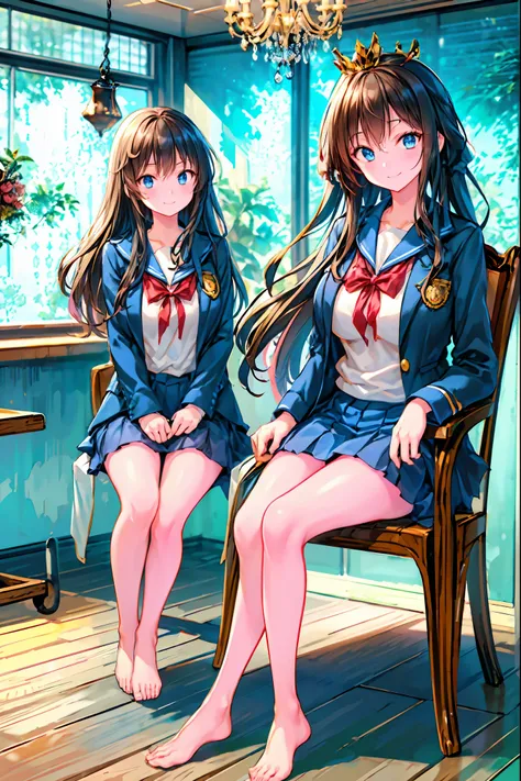 「(masterpiece), (Highest Quality), (Highly Detailed CG Unity 8K Wallpaper), girls, Ultimate Beautiful Girl, Heterochromatic students with completely different colored eyes ,Student Council President,School student council room,Huge room,Queen,reign,Crown ...