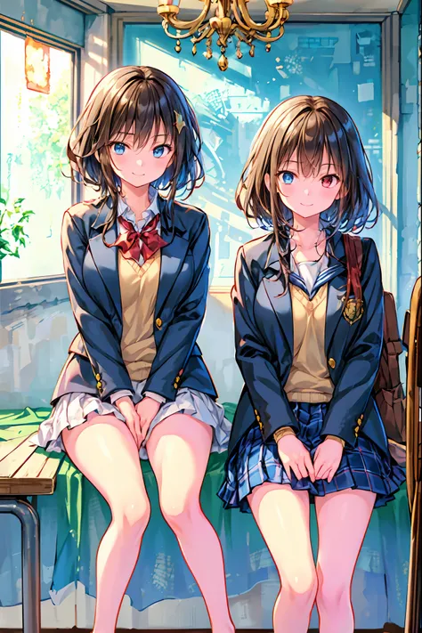 「(masterpiece), (Highest Quality), (Highly Detailed CG Unity 8K Wallpaper), girls, Ultimate Beautiful Girl, Heterochromatic students with completely different colored eyes ,Student Council President,School student council room,Huge room,Queen,reign,Crown ...
