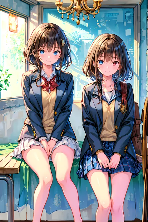 「(masterpiece), (Highest Quality), (Highly Detailed CG Unity 8K Wallpaper), girls, Ultimate Beautiful Girl, Heterochromatic students with completely different colored eyes ,Student Council President,School student council room,Huge room,Queen,reign,Crown ...