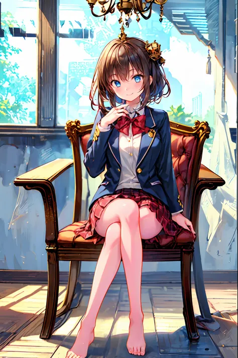 「(masterpiece), (Highest Quality), (Highly Detailed CG Unity 8K Wallpaper), girls, Ultimate Beautiful Girl, have completely different colored eyes,Student Council President,School student council room,Huge room,Queen,reign,Crown Like Hair Ornament,bright c...