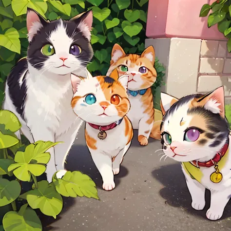 Highest Quality:1.2、masterpiece、super high resolution,8k,Olympic Games 100mwalk, chibi,odd-eye,heterochromatic eye,Cats Olympics,walkる猫、Presence、Three-haired cat,