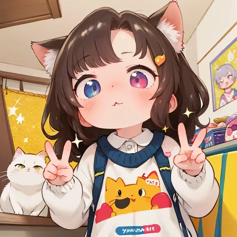 Highest Quality:1.2、masterpiece、super high resolution,8k,Olympic Games 100mwalk, chibi,odd-eye,heterochromatic eye,Cats Olympics,walkる猫、Presence、Three-haired cat,fisheye lens,glitter,glitter when you wear it,