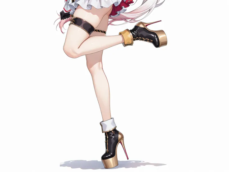 Shiina Yuika (/Nijisanji/),nijiyuika,large breasts,pink eyes,gradient hair,light pink hair,white hair,round face,long hair,low ponytail,((red ribbon)),((long red color ribbon)),hairclip,nijiyuikacos,((white tiered frilled shirt)),white shirt overhang,sleev...