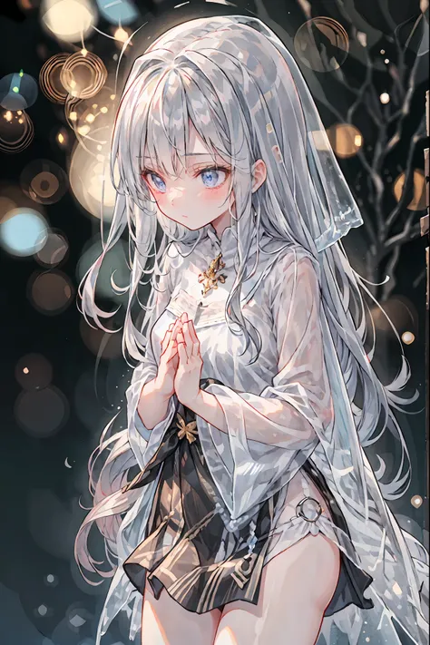 high-definition raw color photos, professional shooting, (((((Bokeh))))), written boundary depth, captured with a sony α7IV,prayer、prayerの美女、Freezing Beauty、Gentle Gaze Occasionally Peeking Under a Ghostly Appearance masterpiece, Realistic, Beautiful Portr...