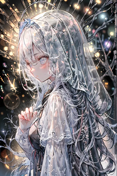 high-definition raw color photos, professional shooting, (((((Bokeh))))), written boundary depth, captured with a sony α7IV,prayer、prayerの美女、Freezing Beauty、Gentle Gaze Occasionally Peeking Under a Ghostly Appearance masterpiece, Realistic, Beautiful Portr...