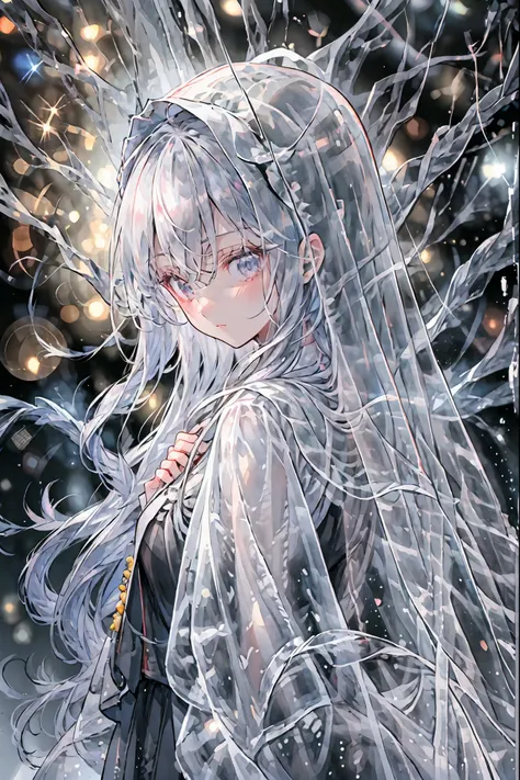 high-definition raw color photos, professional shooting, (((((Bokeh))))), written boundary depth, captured with a sony α7IV,((Maiden's Prayer)),Freezing Beauty、Gentle Gaze Occasionally Peeking Under a Ghostly Appearance masterpiece, Realistic, Beautiful Po...