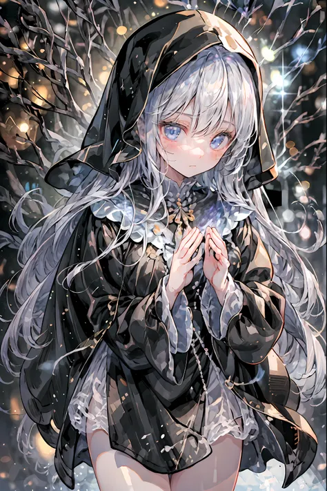 high-definition raw color photos, professional shooting, (((((Bokeh))))), written boundary depth, captured with a sony α7IV,((Maiden's Prayer)),Freezing Beauty、Gentle Gaze Occasionally Peeking Under a Ghostly Appearance masterpiece, Realistic, Beautiful Po...