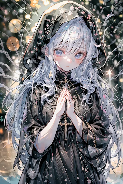 high-definition raw color photos, professional shooting, (((((Bokeh))))), written boundary depth, captured with a sony α7IV,((Maiden's Prayer)),Freezing Beauty、Gentle Gaze Occasionally Peeking Under a Ghostly Appearance masterpiece, Realistic, Beautiful Po...