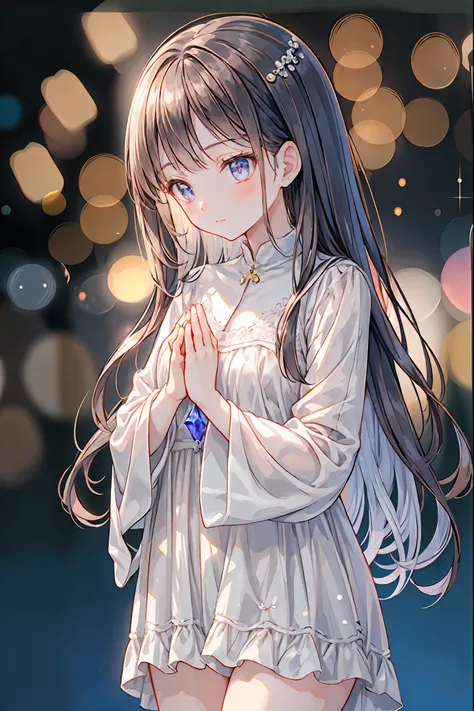 high-definition raw color photos, professional shooting, (((((Bokeh))))), written boundary depth, captured with a sony α7IV，((Maiden's Prayer))，Freezing Beauty、Gentle Gaze Occasionally Peeking Under a Ghostly Appearance masterpiece, Realistic, Beautiful Po...