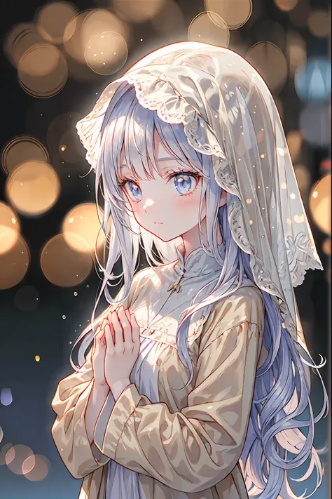 high-definition raw color photos, professional shooting, (((((Bokeh))))), written boundary depth, captured with a sony α7IV，((Maiden's Prayer))，Freezing Beauty、Gentle Gaze Occasionally Peeking Under a Ghostly Appearance masterpiece, Realistic, Beautiful Po...