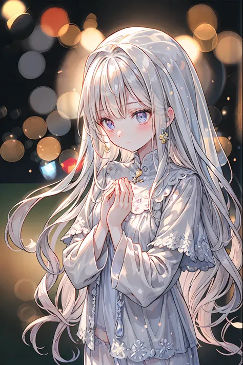 high-definition raw color photos, professional shooting, (((((Bokeh))))), written boundary depth, captured with a sony α7IV，((Maiden's Prayer))，Freezing Beauty、Gentle Gaze Occasionally Peeking Under a Ghostly Appearance masterpiece, Realistic, Beautiful Po...