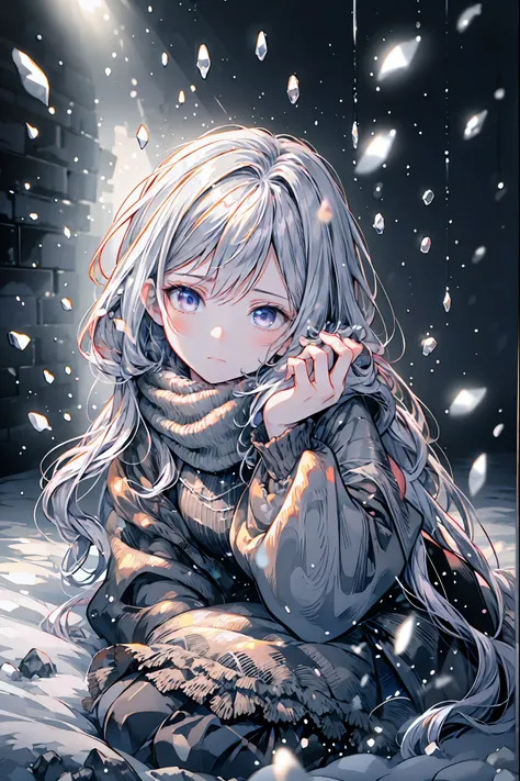 Frozen Beauty、A Gentle Gaze That Occasionally Peeks Under Her Ghostly Exterior masterpiece, Realistic, prayer，Joining hands in prayer，🙏，Beautiful Portrait, high resolution, Vivid Colors, Fine Texture, extreme detail depiction, Professional Shooting, bokeh,...