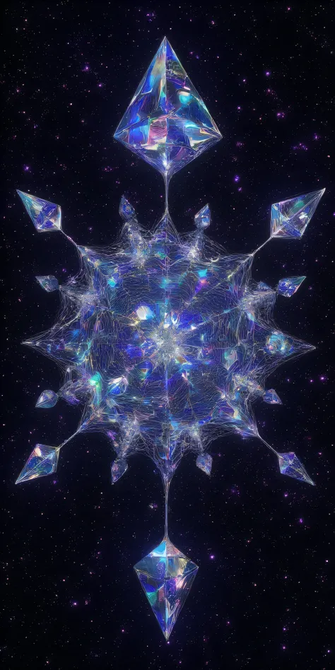 hypercube manifesting in non-euclidean space, tessellating golden ratio patterns fracturing reality, möbius strip corridors made of light and shadow, recursive geometric mandalas folding through dimensions, crystalline platonic solids phasing through each ...