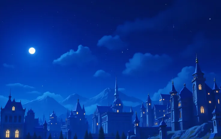 (((masterpiece:1.5、Highest Quality、high resolution:1.3、Super Resolution、Super Detailed、Super Detailed:1.3))) gothic architecture、it's a beautiful temple like the Parthenon、Night Sky、columns and stone statues like the Parthenon、丘の上にis standing城、has another ...