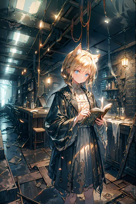 brown hair,Shortcut,unkempt hair,Short braided hair,Neat,slender beauty,correct posture,small breasted,Beautiful legs,Her enchanting gray-blue eyes with decayed books shine like stars,Saggy Eyes,bright colors,beautiful eyes,Cat ears,Delicate sad smile,sad,...