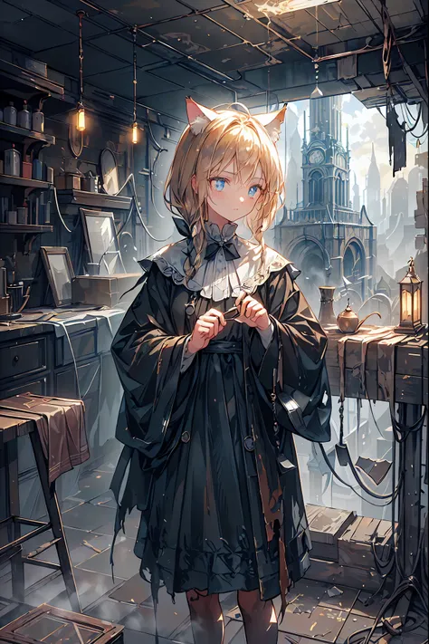 ((masterpiece)), ((Highest Quality)), ((Highest Quality)), ((super detailed)), ((8k CG wallpaper)), ((is very delicate and beautiful)), ((figure)), (high resolution),brown hair,Shortcut,unkempt hair,Short braided hair,Neat,slender beauty,correct posture,sm...