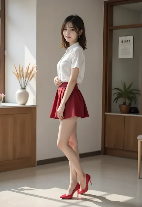       super real ,       Photorealistic   ,    (Full body image:1.5),  she looks so happy      , shadow,           global illumination          , Alone, (Japanese woman in her 20s :1.5),      so beautiful、     Cute Smiles ,    vinegar,    brown hair ，　Beau...