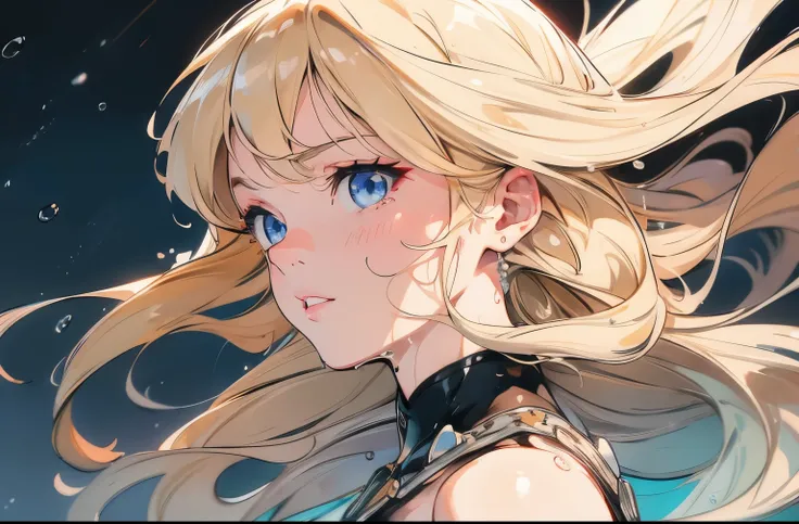 profile、 songs、Blonde woman、summer night、 Midnight 、Blond woman with blue eyes and eyes、4K high definition、Ultra Fine、Vivid Colors、Realistic、HDR、UHD、Studio Lighting、super fine painting、sharp focus、Physically Based Rendering、Extreme Detailed Description、pro...