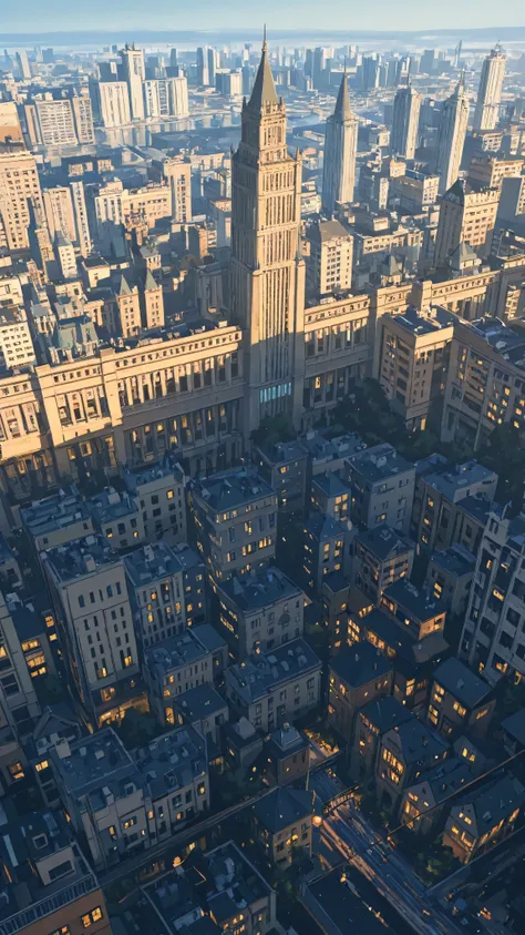 high-definition images、Smaller cityscapes, buildings, towers, and bridges、小人の国でonly bigger is Mila dressed in black、Diorama-like World