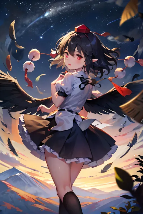 Aya Shameimaru(touhou) Karasutengu Dusk past your field of vision
The beast is holding its breath
Tonight for my toddler's arm fist
What is the whereabouts of the dream that shakes without leaving anything
The wind blows dredged the ground, dragge...