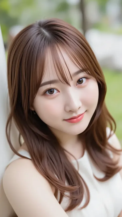 looking at viewer, realistic skin, beautiful eyes, beautiful face, full make up, masterpiece, Super Details, Best lighting, Realistic and Realistic Pictures, high definition RAW color pictures, slightly smile, brown hair, miyu, perfect anatomy, 女の子, スカートの中...