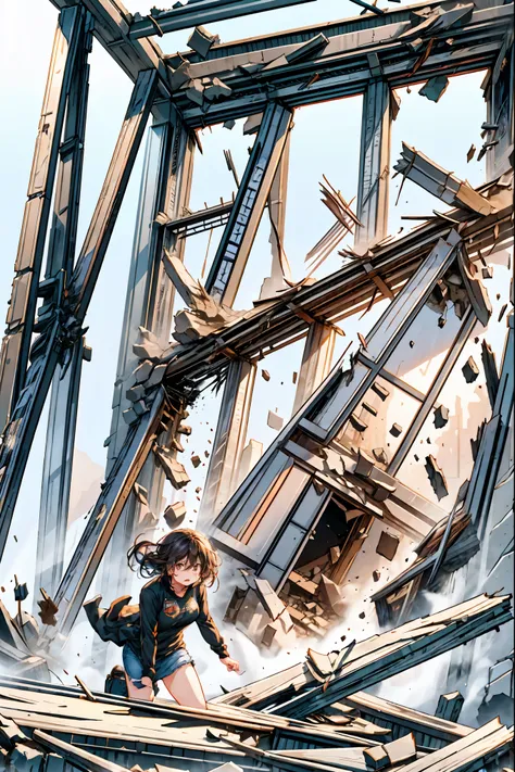 Super Powers Homeless、Psychic Standing Inside the Collapsed Building、stunned expression、Strenuous Posture、Destroyed environment、Dark and Desolate Atmosphere、4K ultra-high definition photo、REALISTIC TEXTURE、Horrifying Dark Tones、Ruins Concept Art、Photograph...