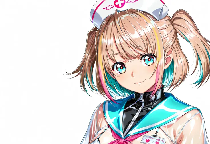 (Yokota Mamoru style),Charming Smile,(portrait :1.4),(Yokota Mamoru style),("light brown hair color that faces the front naturally,Twin Tail Hair"),
("Transcendental Cuteアイドルフェイス"),
("Wear an ultra-clear lateX sailor costume that is all over the short sle...