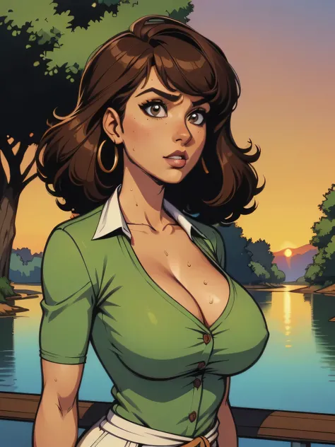 ( linhas absurdas, high definition, ultra fino, be careful with your hand ) Close up of a thin and athletic woman (flight attendant), 25 anos, 16k (( high definition )), sighing look, olhar sedutor (( looking at the spectator )), olhos verdes, flight att...