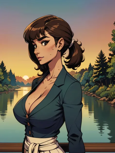 ( linhas absurdas, high definition, ultra fino, be careful with your hand ) Close up of a thin woman , busty and athletic (flight attendant), 25 anos, 16k (( high definition )), sighing look, olhar sedutor (( looking at the spectator )), olhos verdes, ...