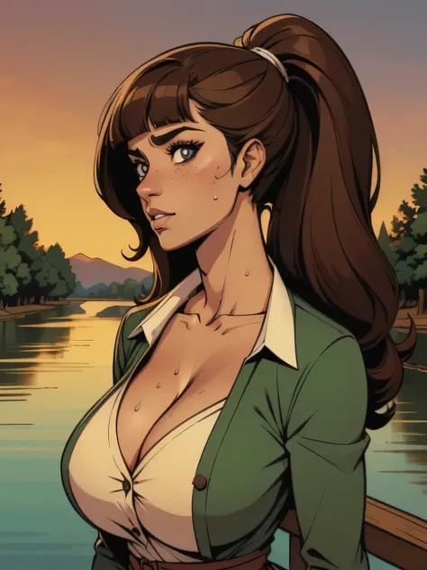 ( linhas absurdas, high definition, ultra fino, be careful with your hand ) Close up of a thin woman , busty and athletic (flight attendant), 25 anos, 16k (( high definition )), semblante pensativo, olhar sedutor (( looking at the spectator )), olhos ve...