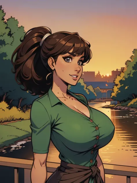 ( linhas absurdas, high definition, ultra fino, be careful with your hand ) Close up of a thin woman , busty and athletic (flight attendant), 25 anos, 16k (( high definition )), sorriso misterioso, olhar sedutor (( looking at the spectator )), olhos ver...