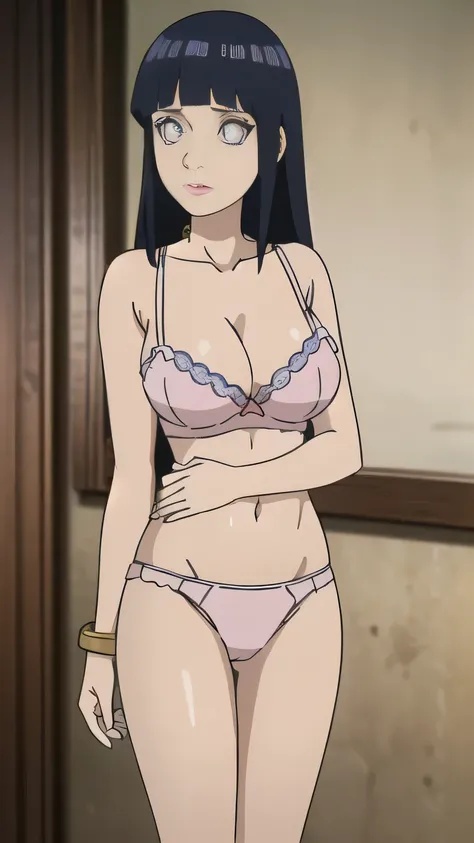 RAW digital art, ultra-realistic 3D render of a stunning woman resembling Hinata Hyuga from Naruto, ((young woman)), ((highly detailed face:1.3)), ((perfectly portioned body, perfect female figure:1.3)), ((skinny, slim waist, narrow hips:1.3)), ((seductive...
