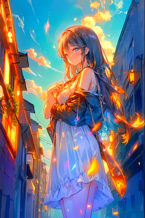 (((The background is a starry sky:2.0)))、((( buildings are invisible :2.0))),((two people girls in the center:2.0)),Transparency,,Personalization of Star Constellations,Night Skyに輝く十二star座がpeopleの姿を得て舞い降りる,(((Gemini twins))),((from above:1.2)),Outdoors,Nig...