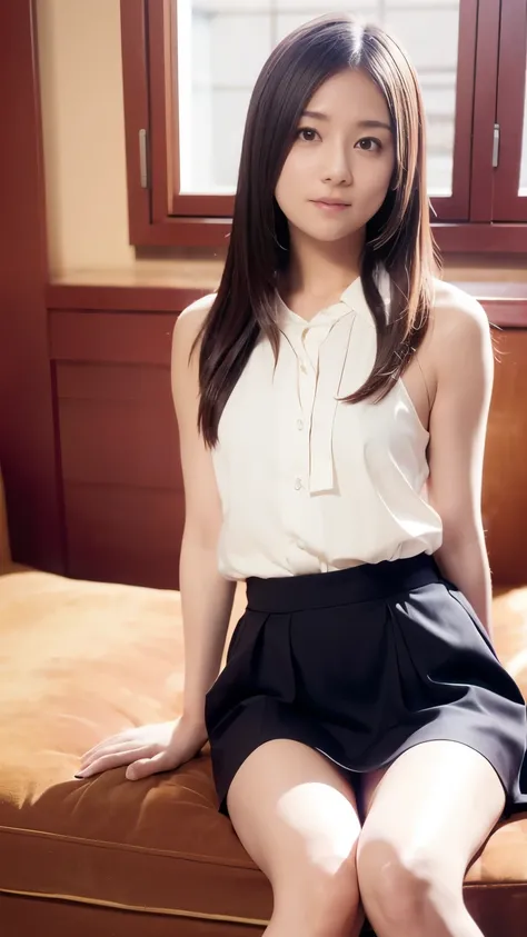 Highest Image Quality、Real Kimura Fumino、Panchira、realistic、micro mini skirt、legs open in an M shape、white panties、white pantiesのクロッチ