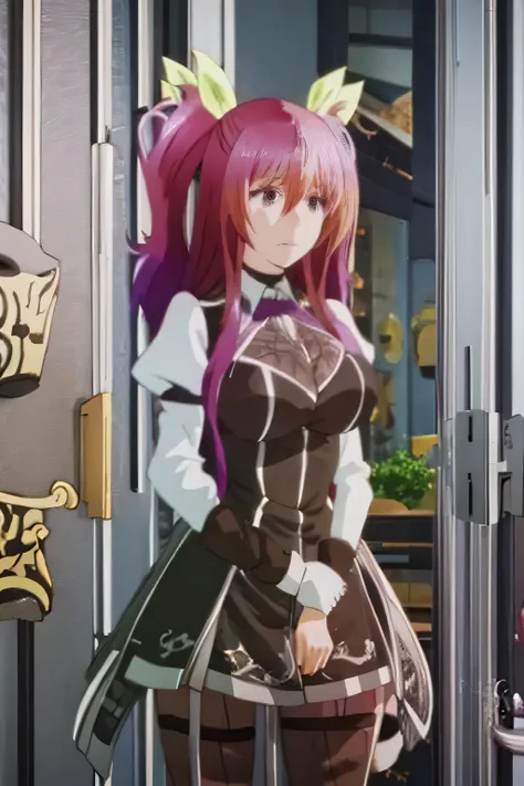 Add a horizontal bar prison between her legs, The perimeter of a horizontal bar prison should be very large