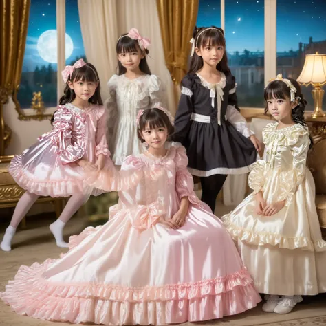 ((Distant view,Full Body,simple background:1.0)),Highest Quality, masterpiece, highest resolution, art work, super それにget used to it, many get used to it, get used to it, それにget used to it, 3k photos,,The Three Dames of the Noble Family, ((10 Year Old Japa...