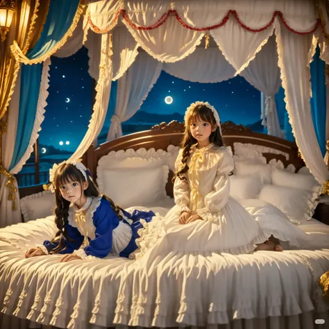 ((Full Body,:1.0)), 10 year old girl in nightgown,On a Canopy Bed,Highest Quality, masterpiece, highest resolution, art work, super それにget used to it, many get used to it, get used to it, それにget used to it,