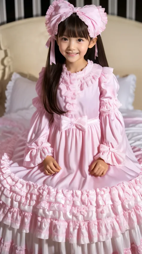 ((Distant view,Full Body,pure white background,standing:1.0)),Highest Quality, masterpiece, highest resolution, art work, super それにget used to it, many get used to it, get used to it, それにget used to it, 3k photos,,, (( 10 year old Japanese girl)),super fin...