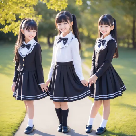 ((Distant view,Full Body:1.0)),Highest Quality, masterpiece, highest resolution, art work, super それにget used to it, many get used to it, get used to it, それにget used to it, 3k photos,,The Three Dames of the Noble Family,. ((10 Year Old Japanese Girls,Short ...