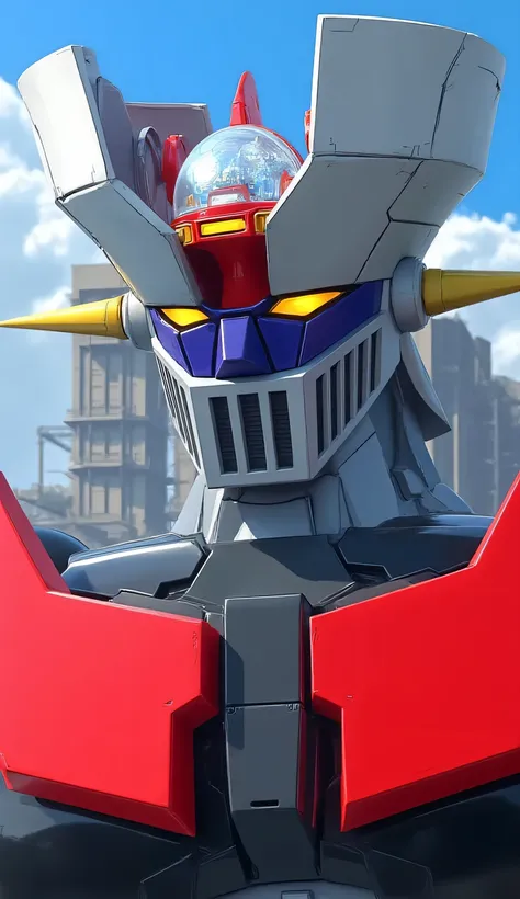 {{{masterpiece}}}, {{{best quality}}}, {{ultra-detailed}}, {illustration}, {{an extremely delicate and beautiful}}, (beautiful detailed eyes:1.6), extremely detailed face, 8k, anime face, (anime colored:1.5), mazinger, Mazinger Z, giant robot, bigger than ...