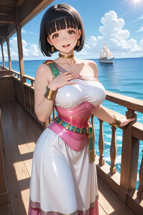 1girl, standing, one hand on chest, looking at viewer,
BREAK girl, 22yo, short hair, bob cut, ear, (blunt bangs), black hair, (tareme:1.2), detailed cute brown eyes, curled eyelashes, (large breasts:0.8),
beautiful eyes, beautiful face,
d5flo \(cosplay\)...