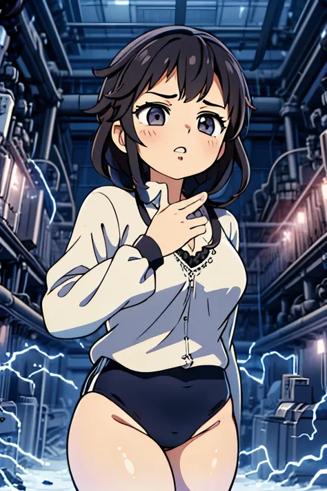 (masterpiece, highest quality), 1 girl, beautiful face, beautiful body,  wearing a Black gymnastics bloomers, High leg、white blouse,    cowboy shot、Are standing、full body portrait、alone, complex details, enlarged textures, complex details, finely detailed ...