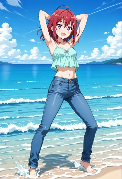 score_9, score_8_up, score_7_up, source_anime, highres, hi res, best quality, top quality, masterpiece, 2d, intricate details, official style, anime, 4k, anime style, 1 girl, Alone, solo, ((ocean)), tsunami, on the water, day, outdoors, sky, windy, kanzaki...