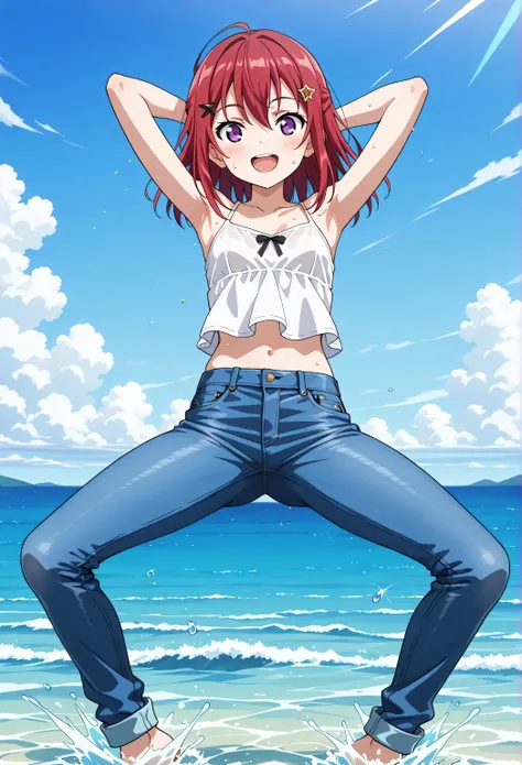 score_9, score_8_up, score_7_up, source_anime, highres, hi res, best quality, top quality, masterpiece, 2d, intricate details, official style, anime, 4k, anime style, 1 girl, Alone, solo, ((ocean)), tsunami, on the water, day, outdoors, sky, windy, kanzaki...