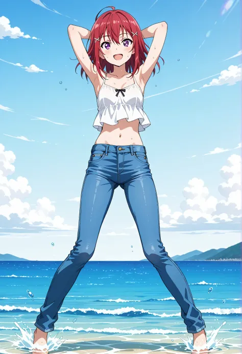 score_9, score_8_up, score_7_up, source_anime, highres, hi res, best quality, top quality, masterpiece, 2d, intricate details, official style, anime, 4k, anime style, 1 girl, Alone, solo, ((ocean)), tsunami, on the water, day, outdoors, sky, windy, kanzaki...