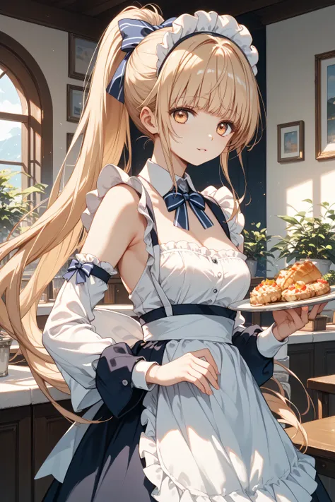 Shiina Mahiru、ponytail、maids、masterpiece, Highest Quality, AMAZING QUALITY,