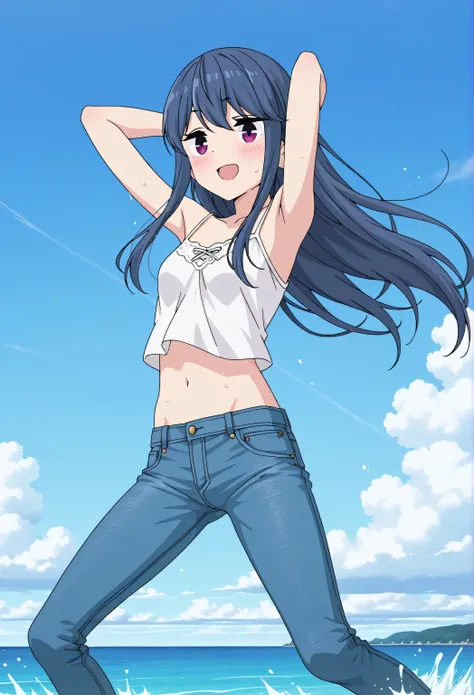 score_9, score_8_up, score_7_up, source_anime, highres, hi res, best quality, top quality, masterpiece, 2d, intricate details, official style, anime, 4k, anime style, 1 girl, Alone, solo, ((ocean)), tsunami, on the water, day, outdoors, sky, windy, rin shi...