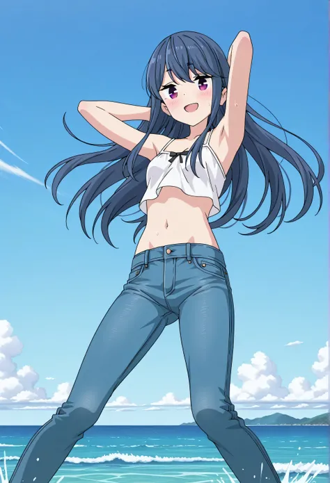 score_9, score_8_up, score_7_up, source_anime, highres, hi res, best quality, top quality, masterpiece, 2d, intricate details, official style, anime, 4k, anime style, 1 girl, Alone, solo, ((ocean)), tsunami, on the water, day, outdoors, sky, windy, rin shi...